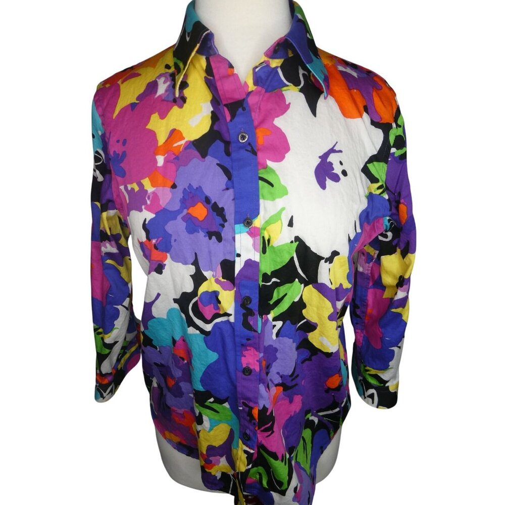 Ralph Lauren Women's Petite Long Sleeve Rainbow Top‎
